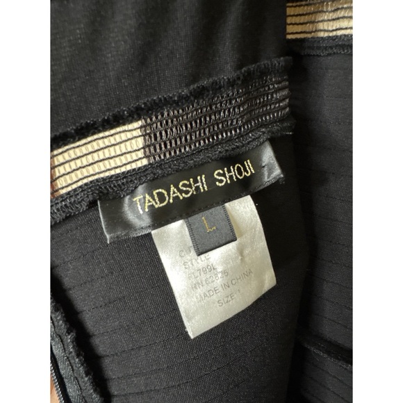 Tadashi Shoji Black Formal Mesh Illusion Dress Gown Black Size Large - Picture 6 of 8